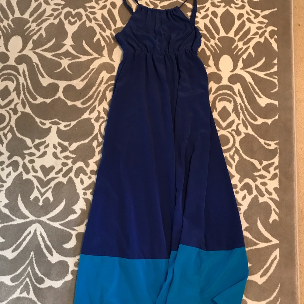 Blue Color Block Maxi Dress